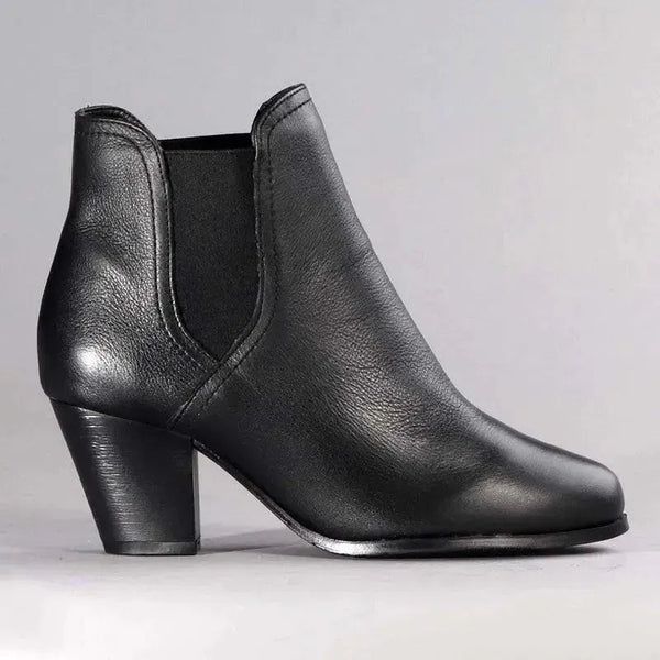 Froggie Sherrie Block Heel Gusset Ankle Boot - Black