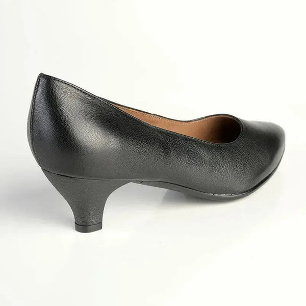 Froggie Spring Penny Leather Court Heel - Black