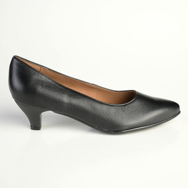 Froggie Spring Penny Leather Court Heel - Black-Froggie-Buy shoes online