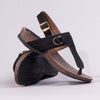 Froggie Tessa Leather Comfort Sandals - Black-Froggie-Buy shoes online