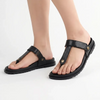 Froggie Tessa Slip On Thong Leather Sandals - Black