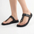 Froggie Tessa Slip On Thong Leather Sandals - Black