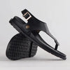 Froggie Tessa Thong With Backstrap Leather Sandal - Black