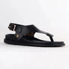 Froggie Tessa Thong With Backstrap Leather Sandal - Black