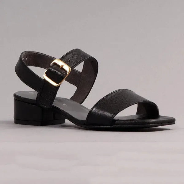 Froggie Toni Leather Block Heel Sandal - Black