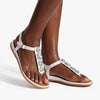 Fit Flop Gracie Ultra Jewel Leather T-Bar Sandals - Urban White