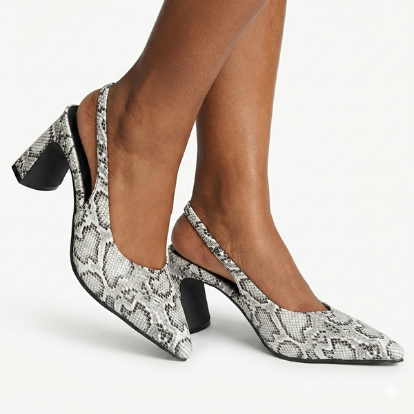 Madison Odette Basic Slingback On Block Heel - White Multi