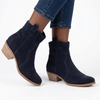 Julz Belle Leather Mid Calf Suede Boot - Navy