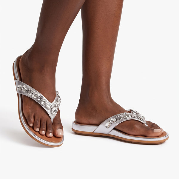 Fit Flop Gracie Jewel-Delux Metallic Sandals - Silver