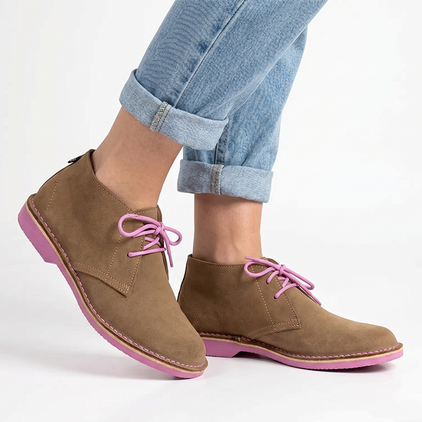 Veldskoen Leather Heritage Uhambo - Light Pink Sole/Tan Grain Suede