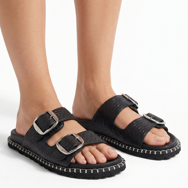 Julz Wesley Leather Sandal - Black
