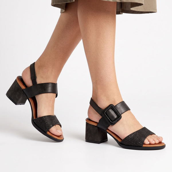 Butterfly Feet Teegan 1 Block Heel Sandals - Black