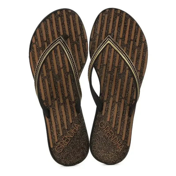 Grendha Acai Energia Thong Sandal -Black Gold