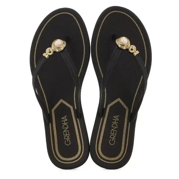 Grendha Aferto Pearl Thong Sandal - Black
