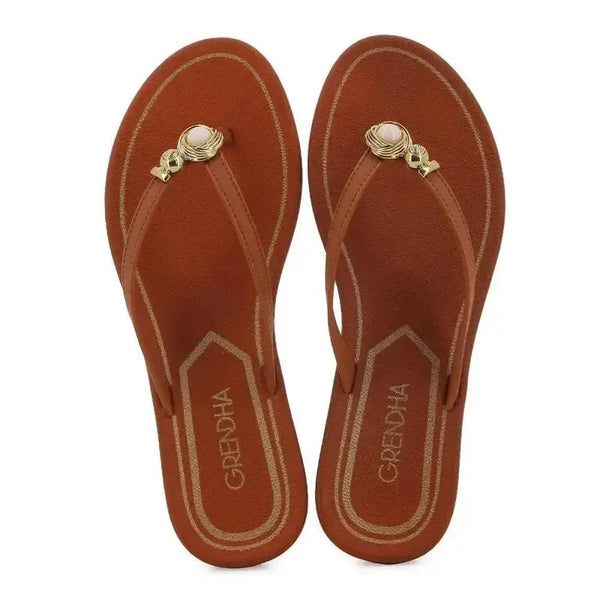 Grendha Aferto Pearl Thong Sandal - Brown