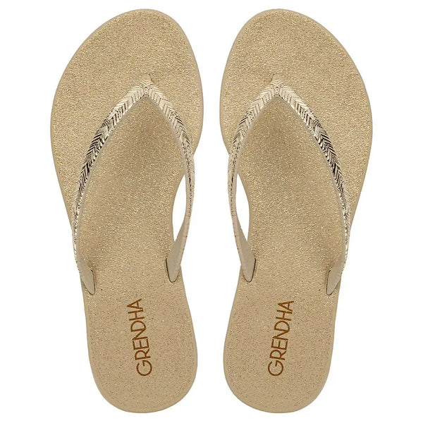 Grendha Amor Em Flor Thong Sandal - Gold Glitter