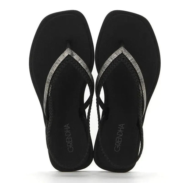 Grendha Fern Thong Slingback Sandals - Black