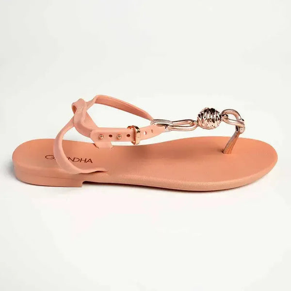 Grendha Slingback Sandals with Metal Trim - Nude