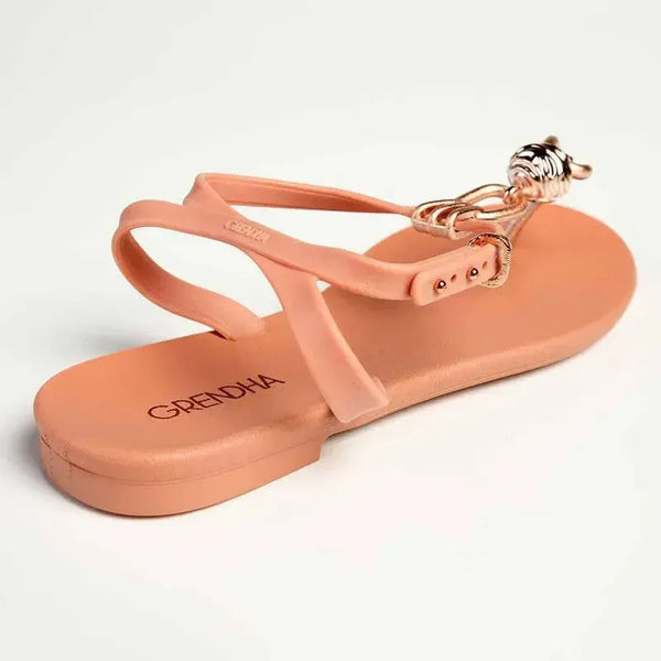 Grendha Slingback Sandals with Metal Trim - Nude