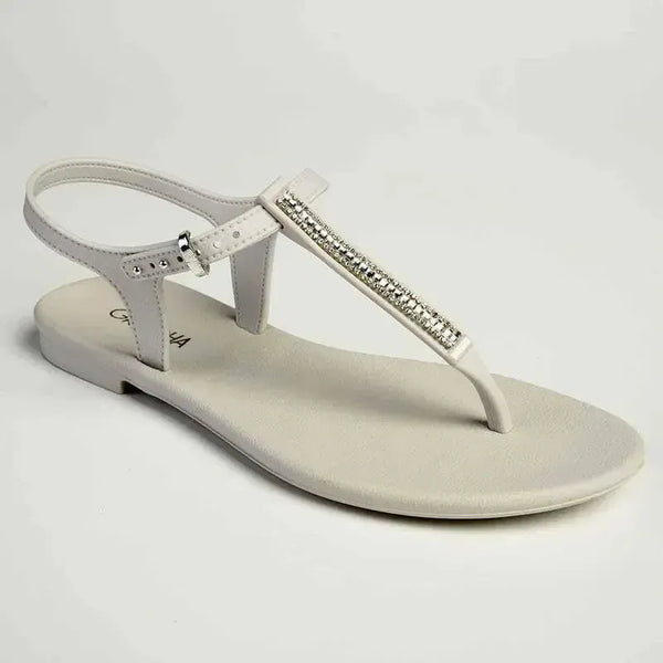 Grendha Slingback Sandals with Silver Trim - Grey