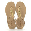 Grendha Slingback Sandals with Trim - Beige/Gold