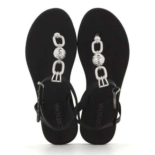 Grendha Slingback Sandals with Trim - Black
