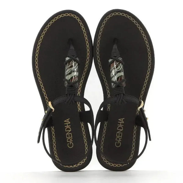 Grendha Slingback With Trim Sandals - Black