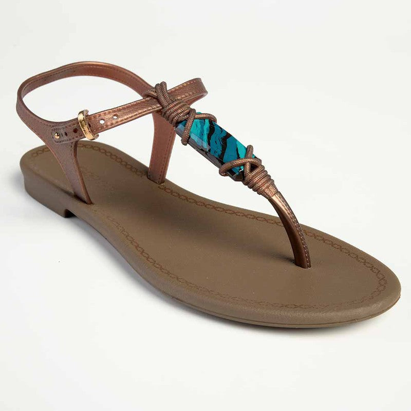 Grendha Slingback With Trim Sandals- Brown/Bronze