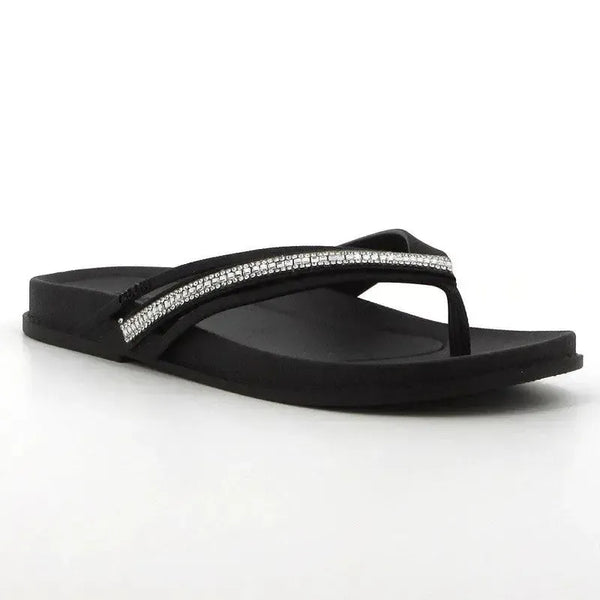 Grendha Thong Glitter Trim Sandal- Black