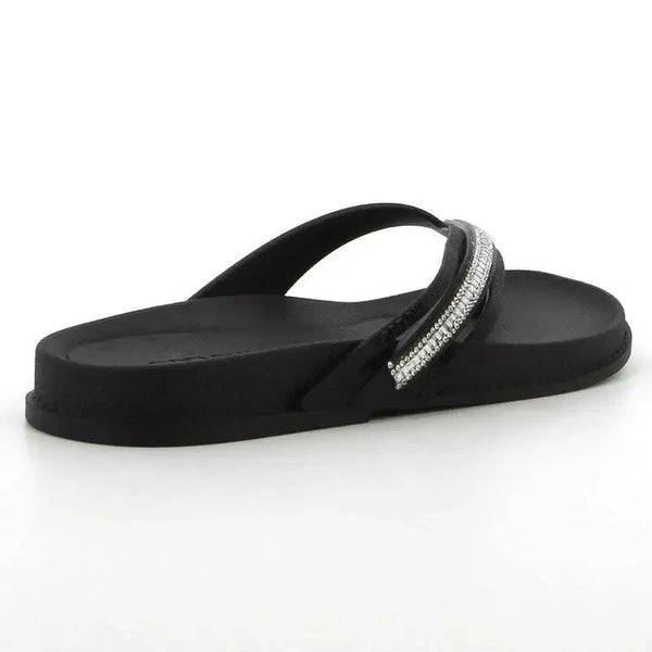 Grendha Thong Glitter Trim Sandal- Black