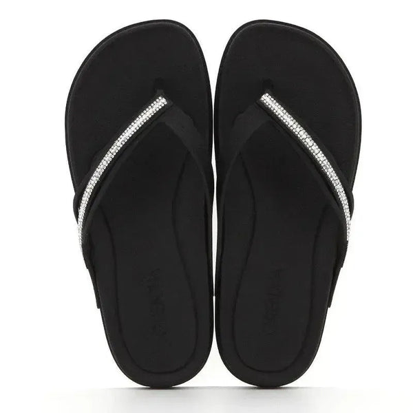 Grendha Thong Glitter Trim Sandal- Black