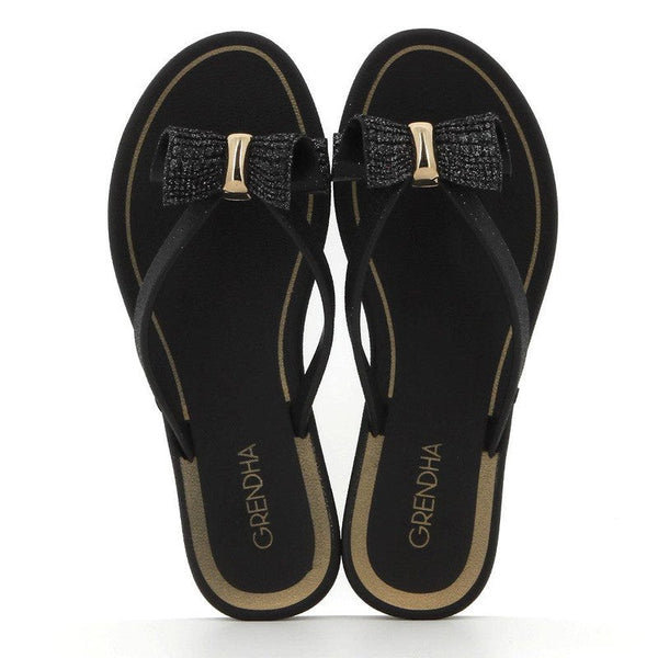 Grendha Thong with Bow Sandal - Black-Grendha-Buy shoes online