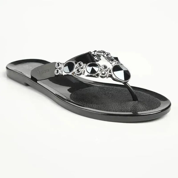 Holster Glam / Embellish Thong Sandals - Black