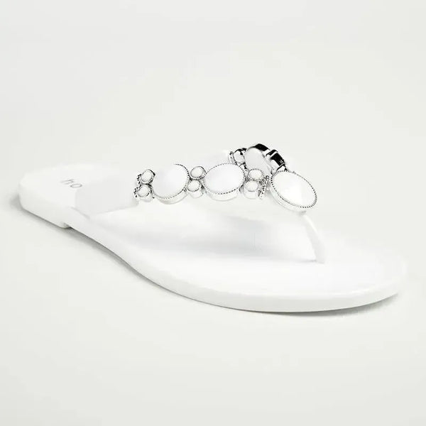 Holster Glam / Embellish Thong Sandals - White/Clear