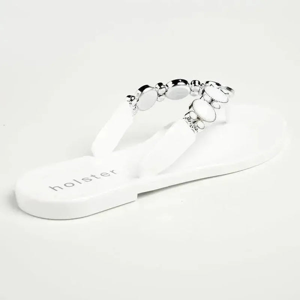 Holster Glam / Embellish Thong Sandals - White/Clear