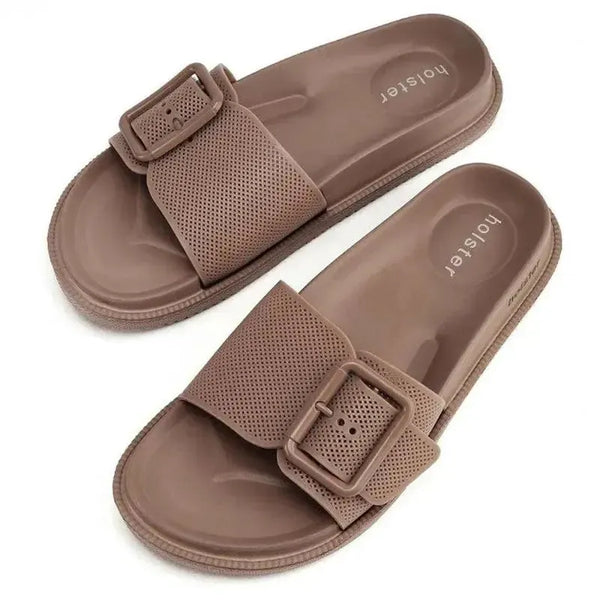 Holster Laze Buckle Push In Sandal - Natural