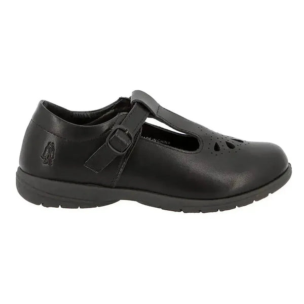 Hush Puppies Crown Kids T-Bar School Shoes - Black