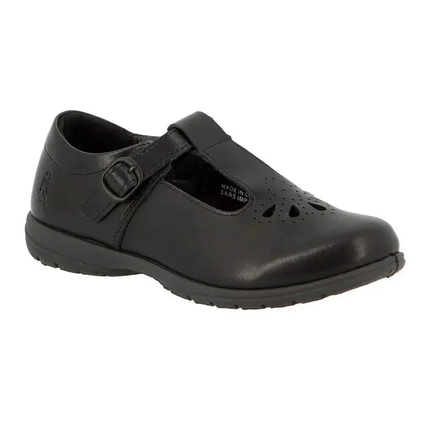 Hush Puppies Crown Kids T-Bar School Shoes - Black