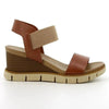 Hush Puppies Freha Leather Nappa Wedge Sandal - Cognac