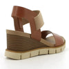 Hush Puppies Freha Leather Nappa Wedge Sandal - Cognac