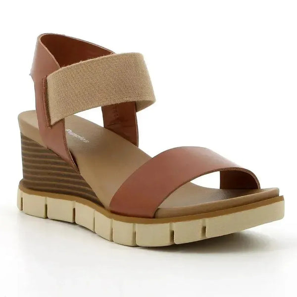 Hush Puppies Freha Leather Nappa Wedge Sandal - Cognac
