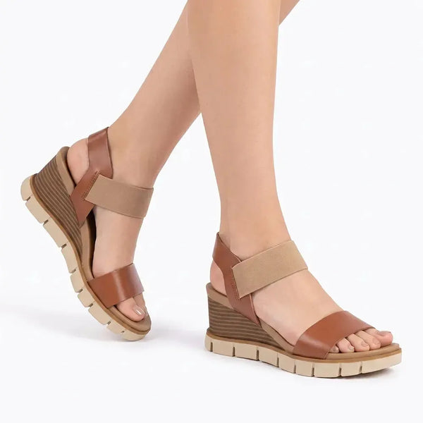 Hush Puppies Freja Leather Wedge - Cognac