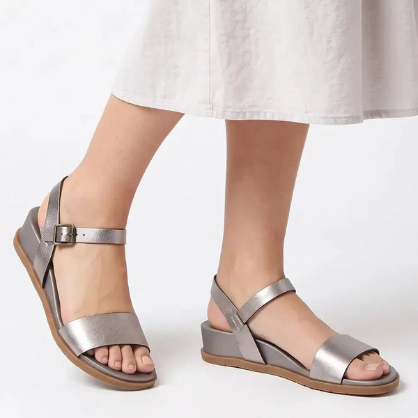 Hush Puppies Graice Leather Sandals - Pewter