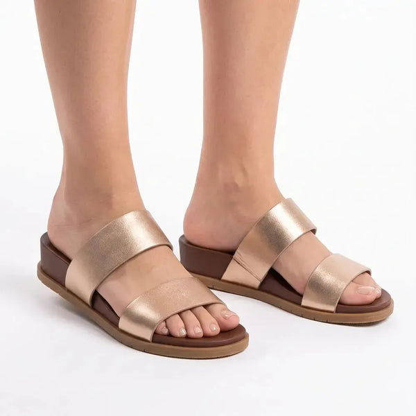 Hush Puppies Leather Edith Sandals - Rose Gold