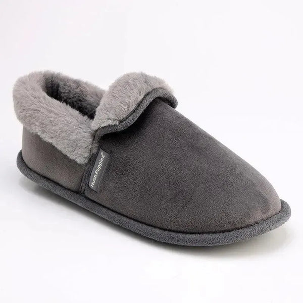 Hush Puppies Lua Fur Top Slippers - Grey