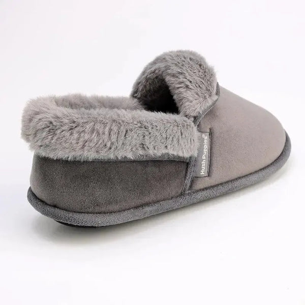 Hush Puppies Lua Fur Top Slippers - Grey