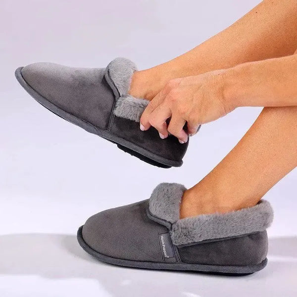 Hush Puppies Lua Fur Top Slippers - Grey