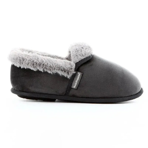 Hush Puppies Lua Fur Top Slippers - Grey