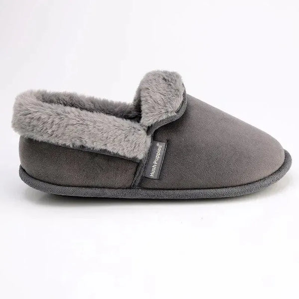 Hush Puppies Lua Fur Top Slippers - Grey