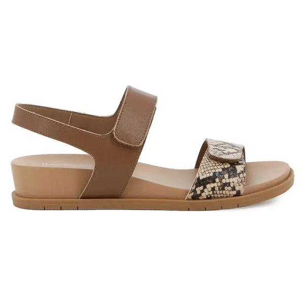 Hush Puppies Lucia Leather Wedge - Brown Snake